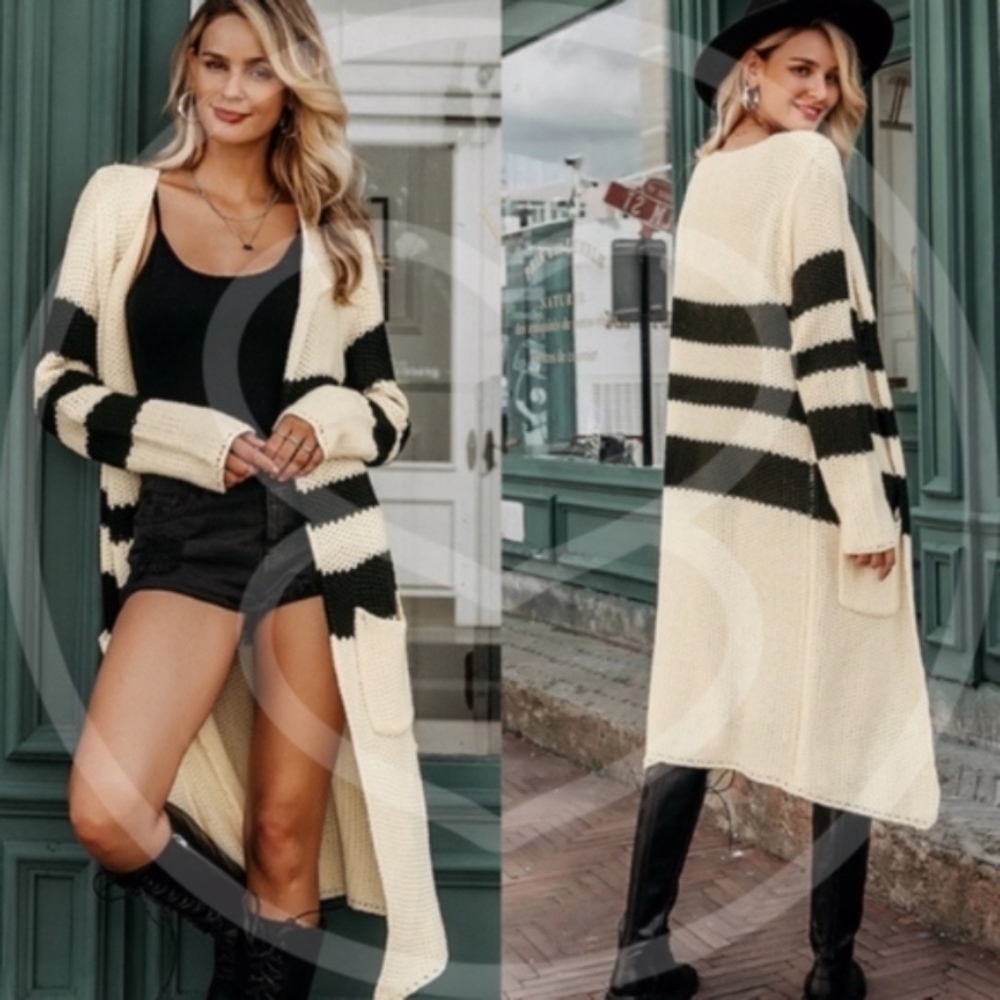 STEPHANIE Color Block Long Cardigan - Picture 2 of 3